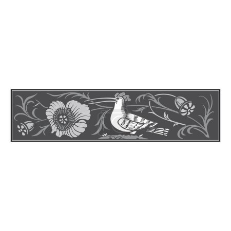 Téléchargez les illustrations : Vintage art calligraphique floral rétro éléments décoratifs croquis ensemble avec des fleurs et oiseau isolé vecteur illustration - en licence libre de droit