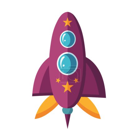 Illustration for A vibrant illustration of a cartoon rocket, adorned with stars and ready for takeoff - Royalty Free Image