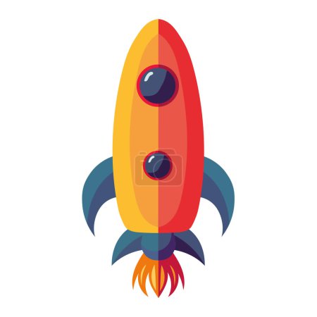 Illustration for A colorful, eye-catching illustration of a rocket launching, ideal for concepts related to space exploration and innovation - Royalty Free Image