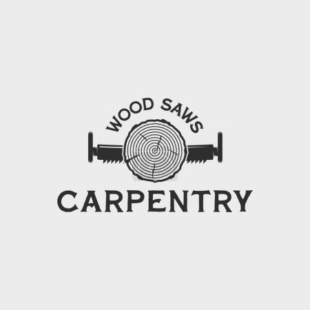 Illustration for Wooden and saw carpentry logo vintage vector illustration template icon graphic design - Royalty Free Image