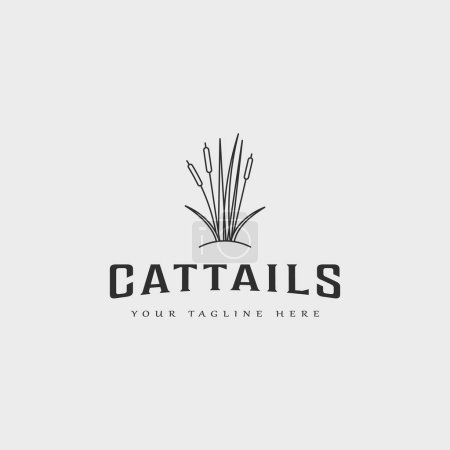 Illustration for Cattails line art logo vector illustration template graphic design - Royalty Free Image