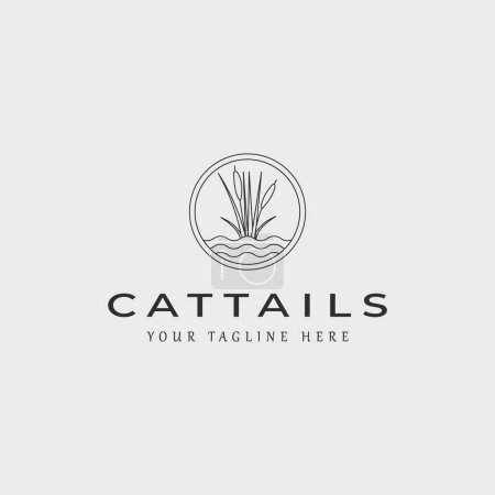 Illustration for Cattails line art logo vector illustration template graphic design - Royalty Free Image