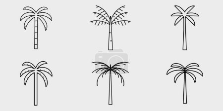 Ilustración de Conjunto de icono palmera logotipo línea arte vintage vector ilustración plantilla icono diseño gráfico - Imagen libre de derechos