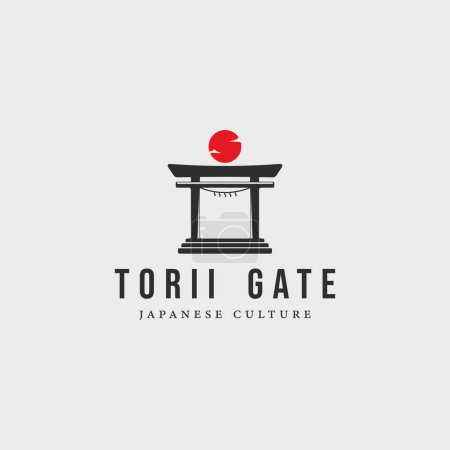 Ilustración de Torii puerta logo vintage vector ilustración concepto plantilla icono diseño - Imagen libre de derechos
