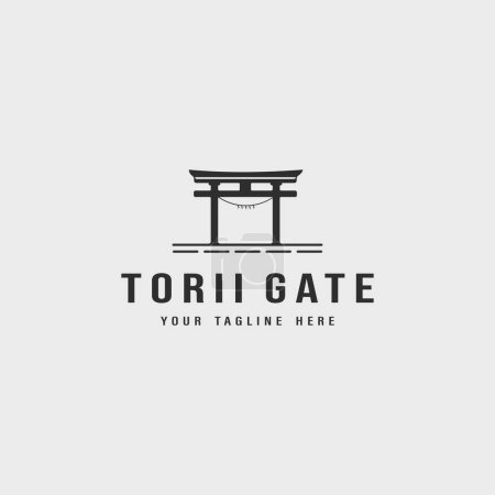 Ilustración de Torii puerta logo vintage vector ilustración concepto plantilla icono diseño - Imagen libre de derechos