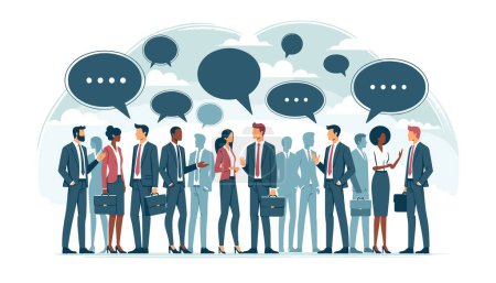 Illustration for A group of diverse business people engaged in a conversation. - Royalty Free Image