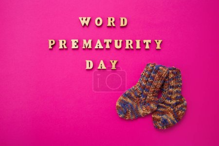 Photo for World Prematurity day concept. Banner with the inscription in wooden letters.. - Royalty Free Image