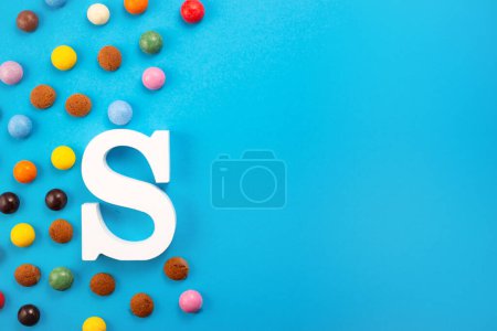Photo for St.Nicholas day 5th of December, chocolate spicy ginger cookies and letter on blue background. - Royalty Free Image