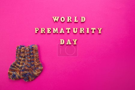 Photo for World Prematurity day concept. Banner with the inscription in wooden letters.. - Royalty Free Image