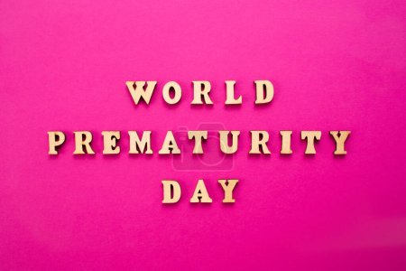 Photo for World Prematurity day concept. Banner with the inscription in wooden letters. - Royalty Free Image