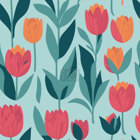 Illustration for Seamless Patterns of Abstract Tulip Symphony, Generative AI - Royalty Free Image