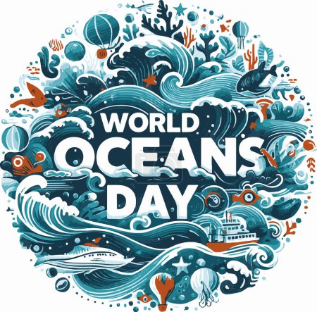 Ilustración de Día Mundial de los Océanos con un tema creativo Día Mundial de los Océanos - Imagen libre de derechos