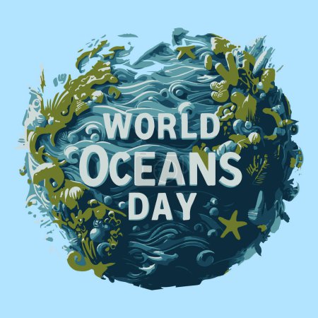 Ilustración de Día Mundial de los Océanos con un tema creativo Día Mundial de los Océanos - Imagen libre de derechos