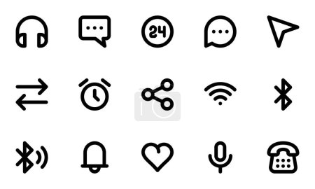 Illustration for Bold line icons set for Contact. - Royalty Free Image