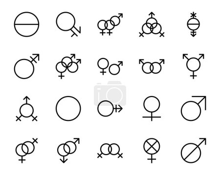 Ilustración de Esquema de iconos establecidos para Sexo Género. - Imagen libre de derechos