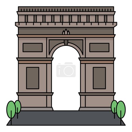 Illustration for World famous building for Paris Triumphal Arch France. - Royalty Free Image