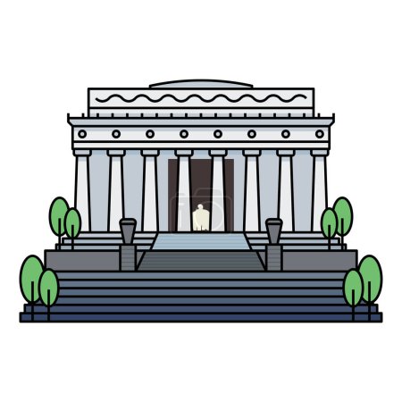 Ilustración de Edificio mundialmente famoso para Lincoln Memorial Washington DC. - Imagen libre de derechos
