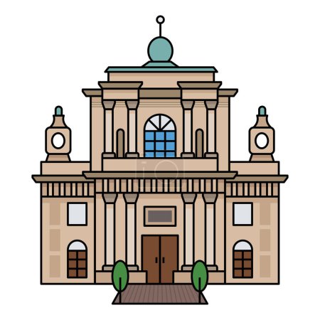 Ilustración de Edificio mundialmente famoso para la Iglesia Carmelita Varsovia Polonia. - Imagen libre de derechos
