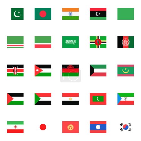 Téléchargez les illustrations : Illustrations vectorielles des drapeaux nationaux mondiaux. - en licence libre de droit