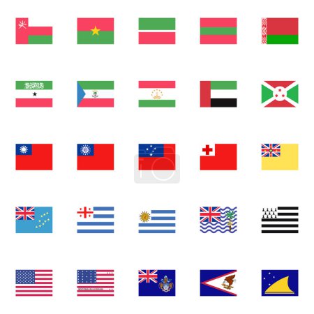 Téléchargez les illustrations : Illustrations vectorielles des drapeaux nationaux mondiaux. - en licence libre de droit