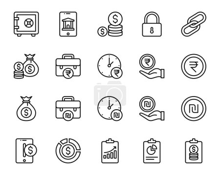 Illustration for Outline icons set for Banking and Finance. - Royalty Free Image