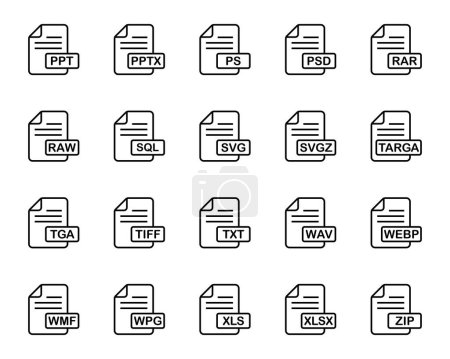 Illustration for Outline icons set for File format. - Royalty Free Image