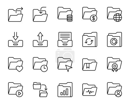 Illustration for Outline icons set for Folder. - Royalty Free Image