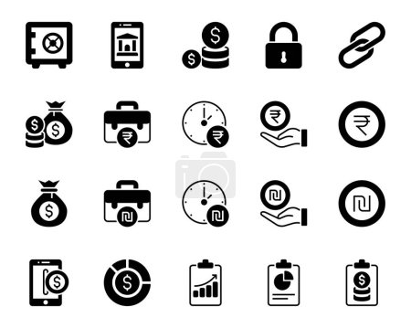 Illustration for Glyph icons set for Banking and Finance. - Royalty Free Image