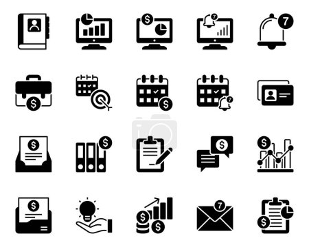 Ilustración de Conjunto de iconos de glifos para negocios. - Imagen libre de derechos