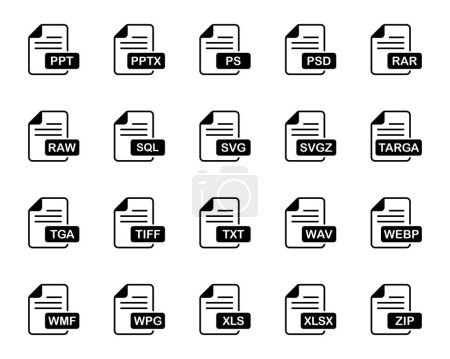 Illustration for Glyph icons set for File format. - Royalty Free Image