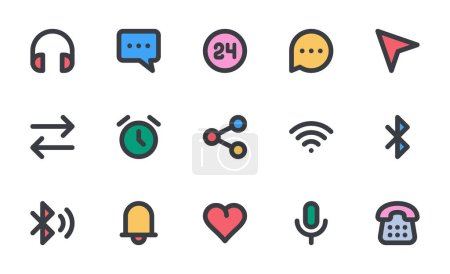 Illustration for Filled color outline icons set for Contact. - Royalty Free Image