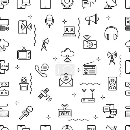 Illustration for Vector Pattern with Internet Communication, Seamless Background. - Royalty Free Image