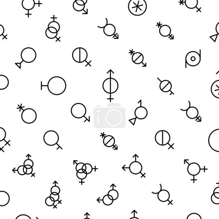 Ilustración de Patrón vectorial con género sexual, fondo transparente. - Imagen libre de derechos
