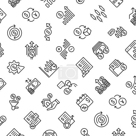Vector Pattern with Stock Market and Trading, Seamless Background.