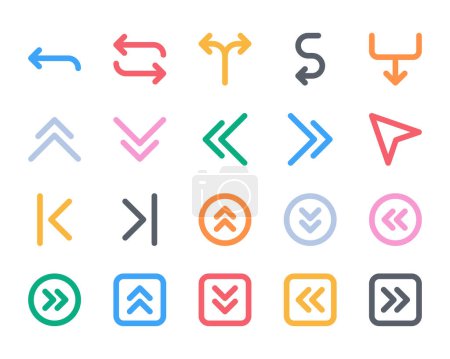 Bold line color icons set for Arrow.