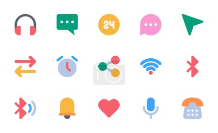 Flat color icons set for Contact.