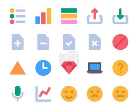 Flat color icons set for User interface.