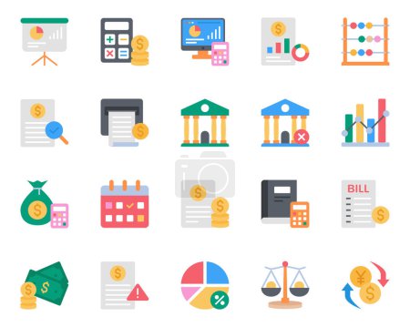 Flat color icons set for Accounting