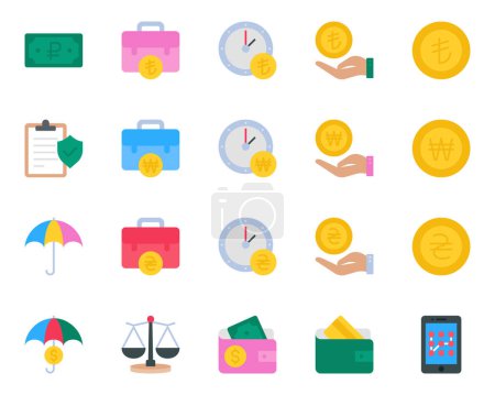 Illustration for Flat color icons set for Banking and Finance. - Royalty Free Image