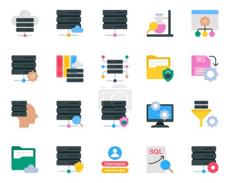 Flat color icons set for Big data science.