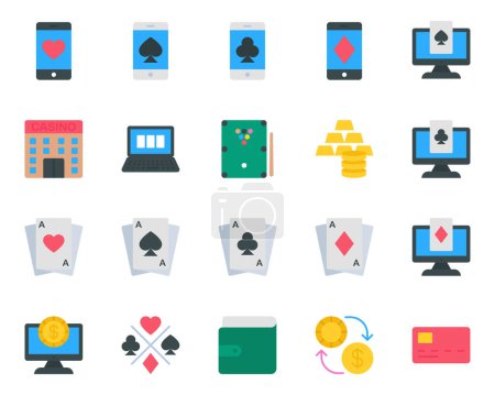 Flat color icons set for Gambling casino.