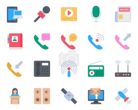 Illustration for Flat color icons set for Communication. - Royalty Free Image
