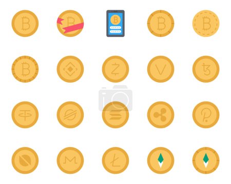 Illustration for Flat color icons set for Cryptocurrency. - Royalty Free Image