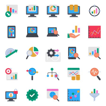 Flat color icons set for Data analytics.