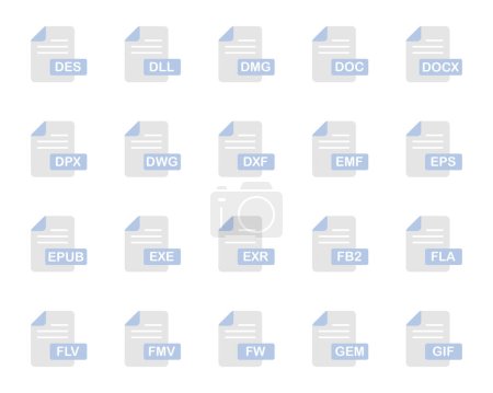 Icônes plates en couleur pour le format de fichier.