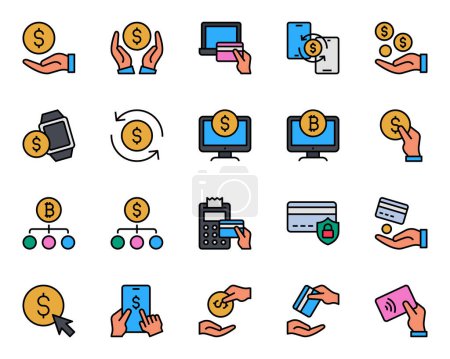 Filled color outline icons set for Payment.