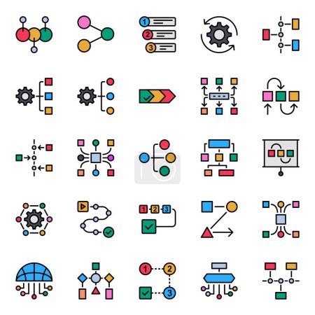 Filled outline icons set for Workflow.