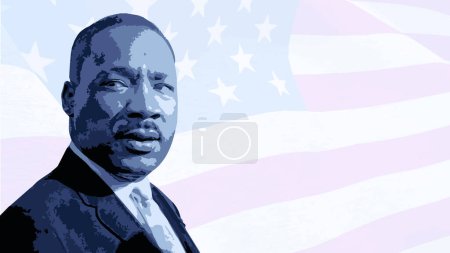 Illustration for Martin Luther King Day Vector illustration background, banner, or poster. Vector illustration with American Flag background color and copy space area. - Royalty Free Image