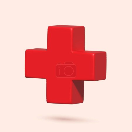 Red medical 3d in modern style. Vector illustration
