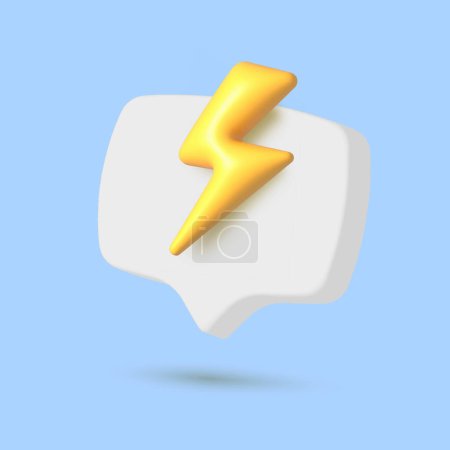 Photo for 3d speech bubble with thunder bolt for online social communication on applications. Vector illustration - Royalty Free Image